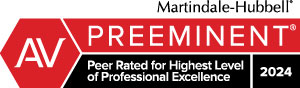 Martindale -Hubbell | AV | Preeminent | Peer Rated For Highest Level of Professional Excellence | 2024