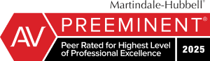 Martindale-Hubbell | AV | Preeminent | Peer Rated For Highest Level of Professional Excellence | 2025
